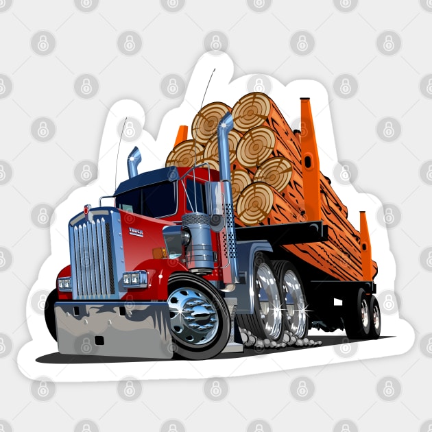 Cartoon logging truck Sticker by Mechanik